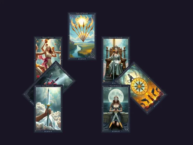 Tirada de la Estrella layout diagram showing 7 card positions